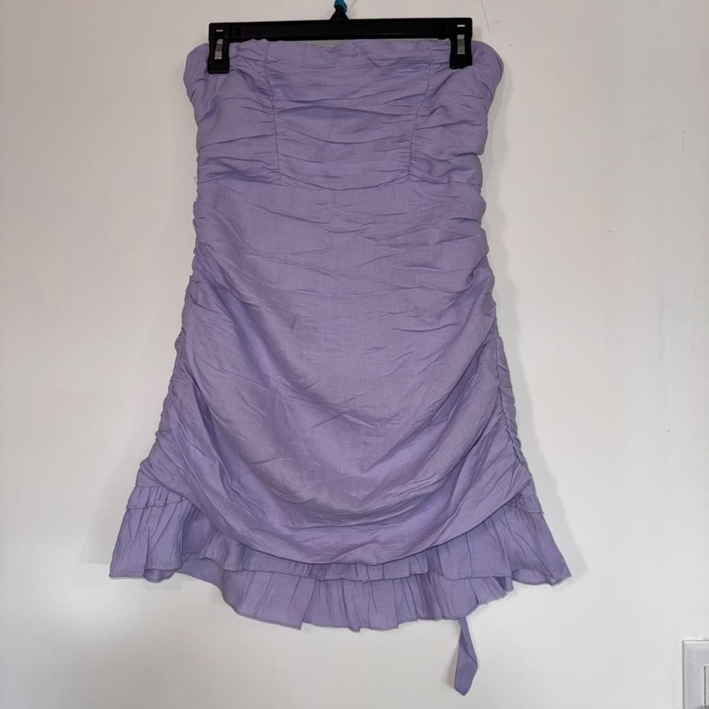NWT Hello Molly Your Vibes Mini Dress Women's Sz 6 Ruched Lilac Y2K Soft Girl